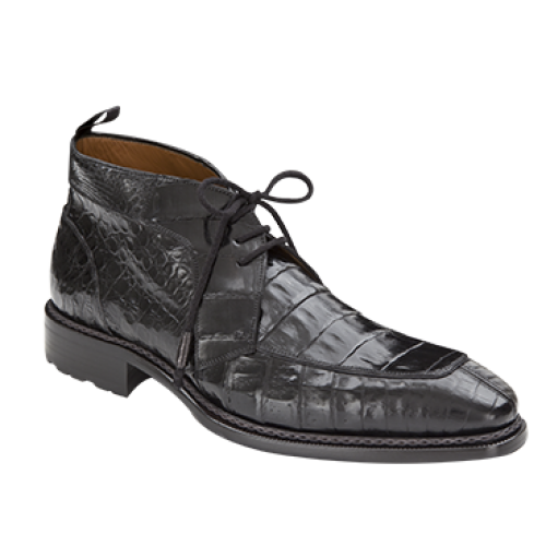 Mezlan "Carmona" Black Genuine Crocodile Boots With Artisan Laces And Tassels